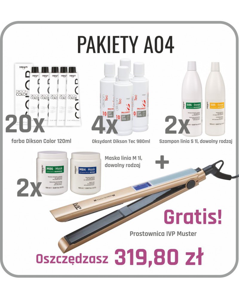 Dikson Pakiet Promocyjny 20x farba Dikson Color, 4xOksydant 980 ml, 2x szampon linia S, 2x maska linia M